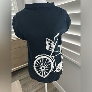 Worth Top, Off the Shoulder Sleeves, Bicycle Printed Design, Size S